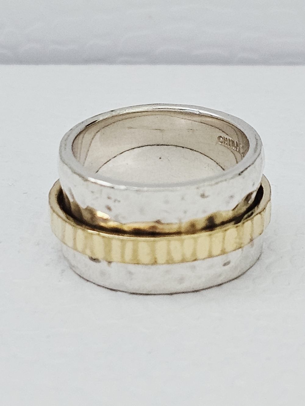 Silpada Sterling Silver & 14K Gold Plated Spinner Cuff Ring Size 7.25 R1476
